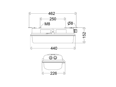 Dimensional drawing Schuch e855F L20 Explosion proof luminaire fixed mounting