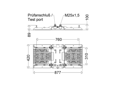 Dimensional drawing Schuch nD8302 L220TB H60 Explosion proof luminaire fixed mounting