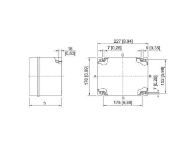 Dimensional drawing Stahl 8146 1061 Flush mounted terminal box