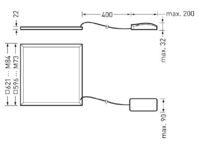 Ma�zeichnung Trilux ArimoFit M84 7534051 LED Einbauwannenleuchte 4000K DALI ArimoFit M847534051