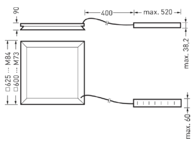 Ma�zeichnung Trilux ArimoFit Sky 7527562 LED Einbauleuchte HCL  DALI ArimoFit Sky7527562