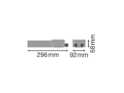 Dimensional drawing Ledvance TRUSYSFLFEEDOUTBOX8P Mechanical accessory for luminaires