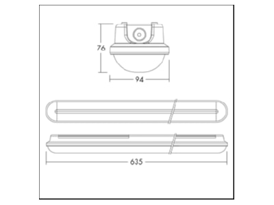 Ma�zeichnung Zumtobel JULIE FLEX  96700024 LED Feuchtraumleuchte 840 DALI JULIE FLEX 96700024