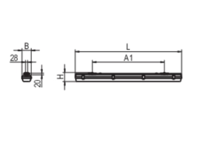 Strichzeichnung Ridi Leuchten PFLO R1X115 30ND SET Feuchtraumleuchte fuer R Tube L1270mm