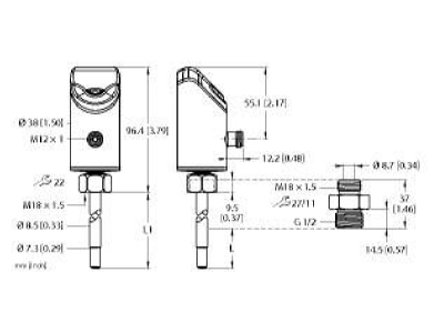 Mazeichnung Turck FS100300L3 100000970 Stroemungssensor