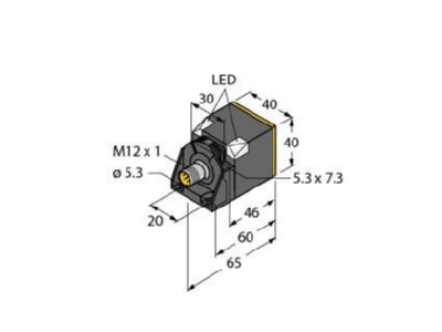 Mazeichnung Turck NI40CCK40VP6X2H1141 Induktiver Sensor Werkstoffe Carbon