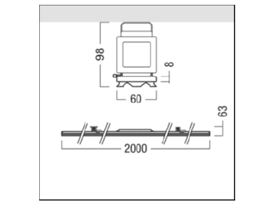 Dimensional drawing Zumtobel TEC2 11k   42190409 Support profile light line system