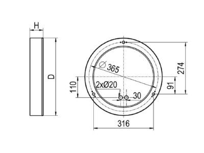 Mazeichnung Ridi Leuchten ADLR 410  0331243 LED Anbaudownlight 4000K DALI ADLR 410 0331243