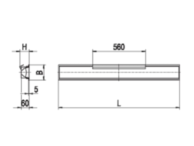 Strichzeichnung Ridi Leuchten EBRE6 R1X145 35ND SM Einbauleuchte fuer RIDI Tube