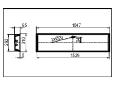 Ma�zeichnung Ridi Leuchten EBRE9 R2X14  0850229 Einbauleuchte fuer RIDI Tube EBRE9 R2X14 0850229
