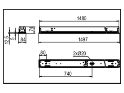 Ma�zeichnung Ridi Leuchten EBRPL R1X145 35ND SM Einbauleuchte f  RIDI Tube