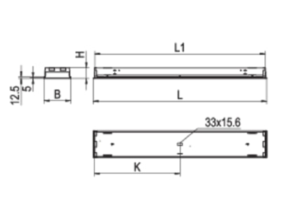 Strichzeichnung Ridi Leuchten EBRPL R2X115 30ND SM Einbauleuchte f  RIDI Tube