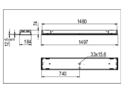 Ma�zeichnung Ridi Leuchten EBRPL R2X145 35ND SM Einbauleuchte fuer RIDI Tube