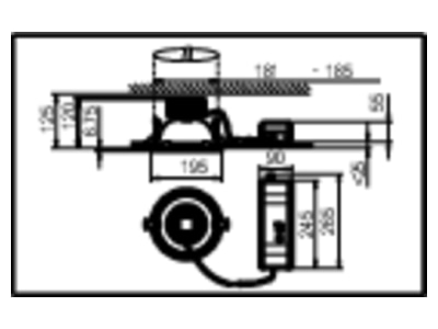 Mazeichnung Ridi Leuchten EDLR 195 20  0331359 LED Einbaudownlight 3000K DALI EDLR 195 20 0331359