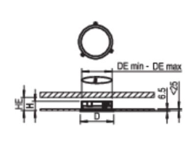Strichzeichnung Ridi Leuchten EDLR 275 4000 840 OS LED Einbaudownlight 4000K
