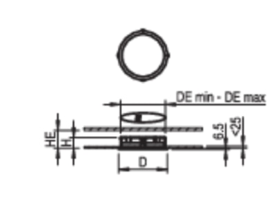Strichzeichnung Ridi Leuchten EDLR 340 50  0321221 LED Einbaudownlight 4000K EDLR 340 50 0321221
