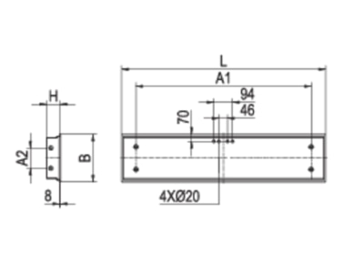 Strichzeichnung Ridi Leuchten EIHLS L 254  0850466 Einbauleuchte mit RIDI Tube 4000K EIHLS L 254 0850466