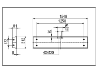 Ma�zeichnung Ridi Leuchten EIHLS L 280  0850631 Einbauleuchte mit RIDI Tube 4000K EIHLS L 280 0850631