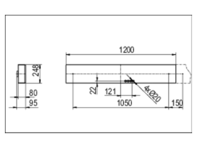 Ma�zeichnung Ridi Leuchten IHLS L 254   0650555 Anbauleuchte m RIDI Tube IHLS L 254  0650555