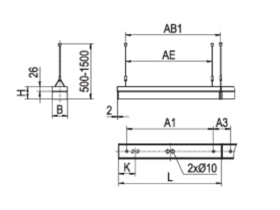 Strichzeichnung Ridi Leuchten LF T16 S R1  0460020 Wannenleuchte fuer RIDI Tube DALI LF T16 S R1 0460020