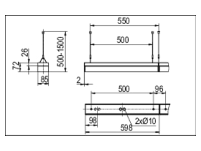Ma�zeichnung Ridi Leuchten LF T16 S R2  0450062 Wannenleuchte fuer RIDI Tube LF T16 S R2 0450062