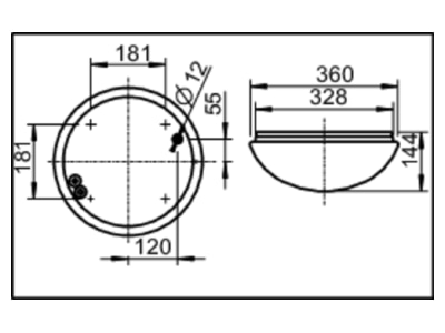 Ma�zeichnung Ridi Leuchten RKSK 330 25  1420664 LED Wannenleuchte 3000K RKSK 330 25 1420664