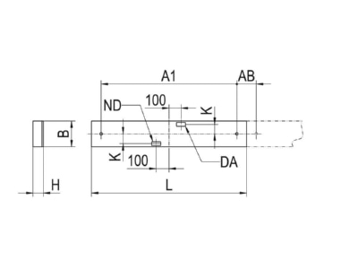 Ma�zeichnung Ridi Leuchten SHL L 280 1  0660611 Anbauleuchte mit RIDI Tube SHL L 280 1 0660611