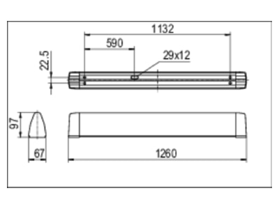 Ma�zeichnung Ridi Leuchten SPN R1X115 30ND S Spiegelleuchte fuer RIDI Tube