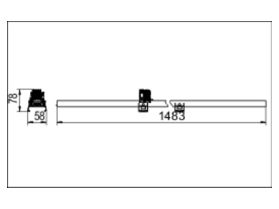 Dimensional drawing Ridi Leuchten VENICE G F1  0536110 Gear tray for light line system 1x27W VENICE G F1 0536110