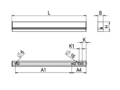 Line drawing Ridi Leuchten VLDF F139ND  0522545 Batten luminaire 1x16W LED exchangeable VLDF F139ND 0522545
