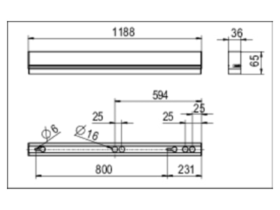 Mazeichnung Ridi Leuchten VLDF F154DA  0532553 LED Lichtleiste 3000K DALI VLDF F154DA 0532553