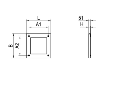 Dimensional drawing Ridi Leuchten ZBS AR FPL EQ 595 Recessed installation box for luminaire