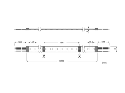 Dimensional drawing Radium RSTA2410 Light ribbon  hose  strip 22   25V white