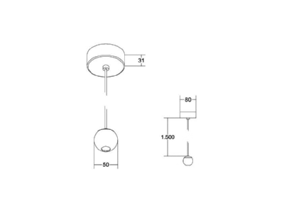 Dimensional drawing Brumberg 12119893 Pendant luminaire 1x4 5W

