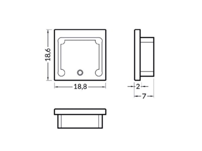 Dimensional drawing Brumberg 53089080 End cap for luminaires