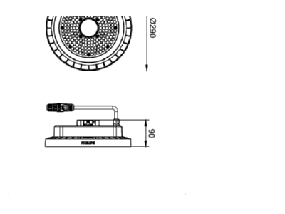 Dimensional drawing 1 Philips Licht BY120P G5  95596700 High bay luminaire 1x77   95W IP65
