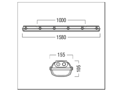 Dimensional drawing Zumtobel EXTONA L  42190067 LED moisture proof luminaire 840  EXTONA L 42190067