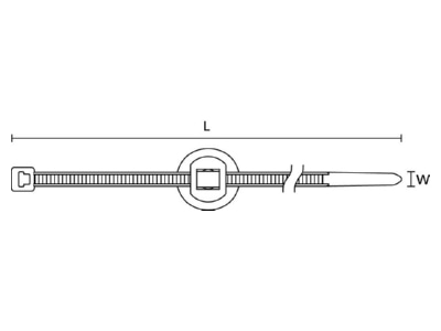 Dimensional drawing 1 Hellermann Tyton T30RFT6 Cable tie 3 5x150mm black
