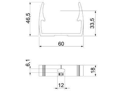 Dimensional drawing 1 OBO ALQ M50 Tube clamp 50mm
