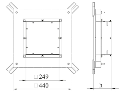 Dimensional drawing 3 OBO IBD 35038 9 Service box for underfloor installation