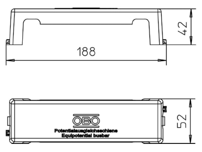Dimensional drawing 1 OBO 1809 30 AH Equipotential bonding bar
