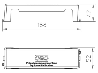 Dimensional drawing 2 OBO 1809 30 AH Equipotential bonding bar