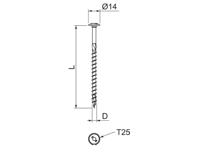 Dimensional drawing 1 OBO HT 6x80 TD Wood screw 6x80mm
