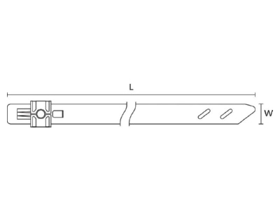 Dimensional drawing 1 Hellermann Tyton MST360S SS304 ML 100 Cable tie 5 9x360mm metallic silver
