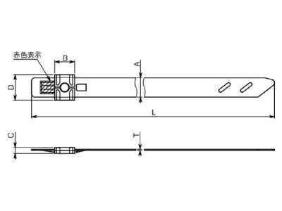 Dimensional drawing 2 Hellermann Tyton MST700S SS304 ML 100 Cable tie 5 9x700mm metallic silver