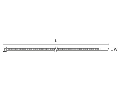Dimensional drawing 1 Hellermann Tyton T30R E TFE BU 100 Cable tie 3 5x150mm blue
