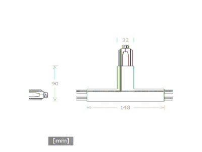 Dimensional drawing LTS ST A T PE IN L 9015 Coupler connector T shape for luminaires