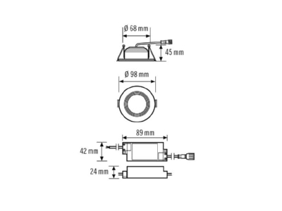 Mazeichnung ESYLUX ELSA 2 DL EO10298967 LED Downlight 3000K IDLEL205 EO10298967