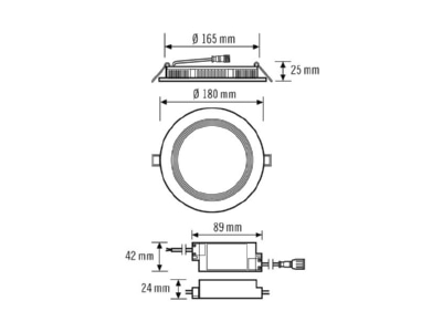 Ma�zeichnung ESYLUX ELSA 2 DL EO10298981 LED Downlight 3000K