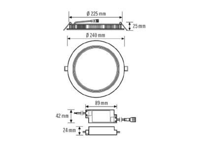 Ma�zeichnung ESYLUX ELSA 2 DL EO10299001 LED Downlight 3000K ELSA 2 DLEO10299001